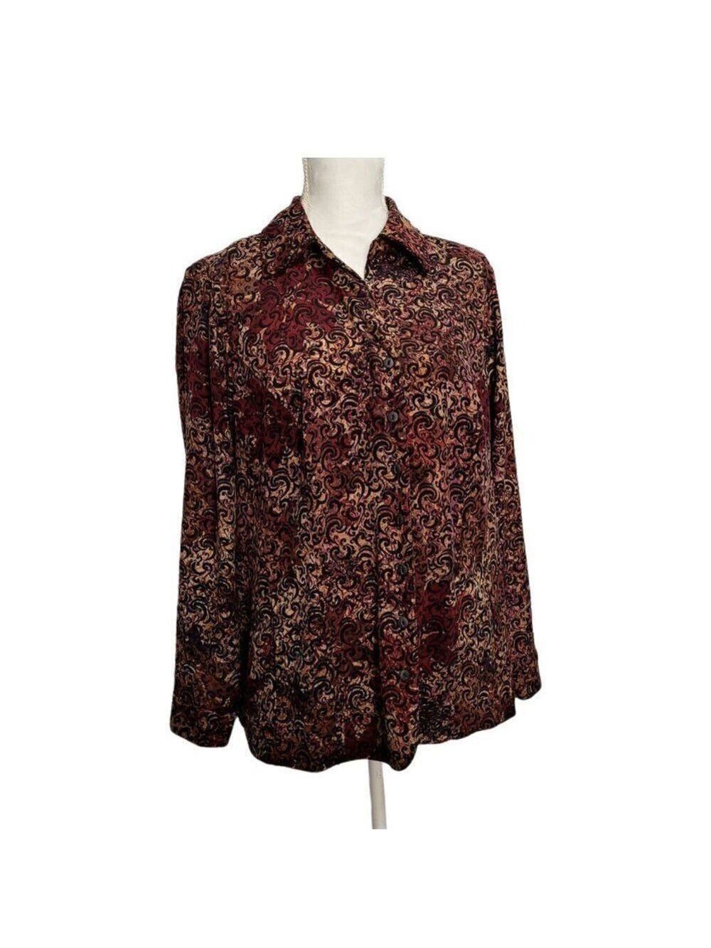 𝅺cj Banks Shirt Jacket Size 1X Multicolor Shacket Collared Long Sleeve